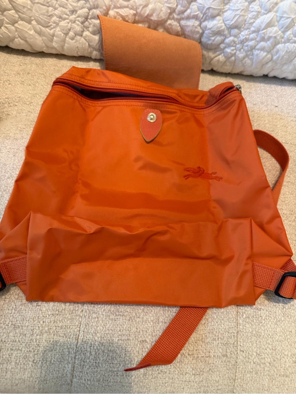 Longchamp Orange Le Pliage Recycled Canvas Backpack - Picture 11 of 12